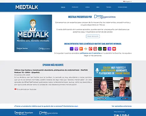 Pagina MedTalk Podcast Cliente Directorio Doctores