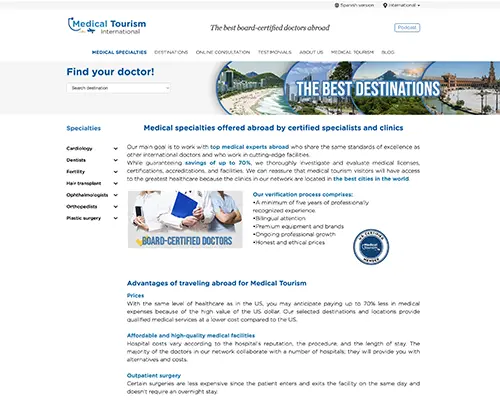 Pagina Medical Tourism Latam Cliente Directorio Doctores